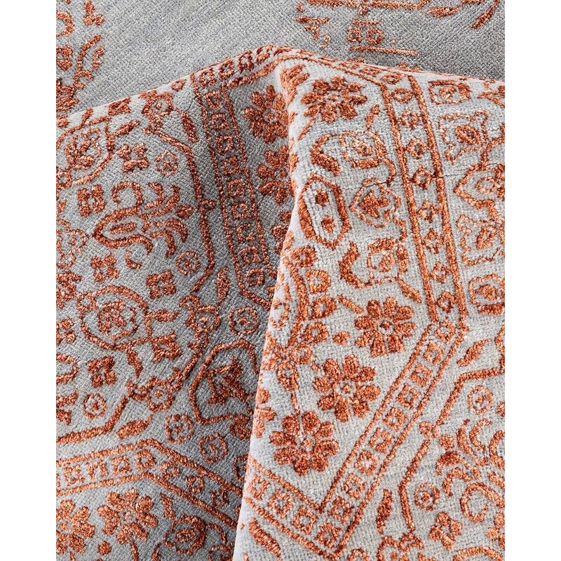 Ikat One-of-a-Kind Hand-Knotted Area Rug, Orange - 8' 1" x 10' 0"