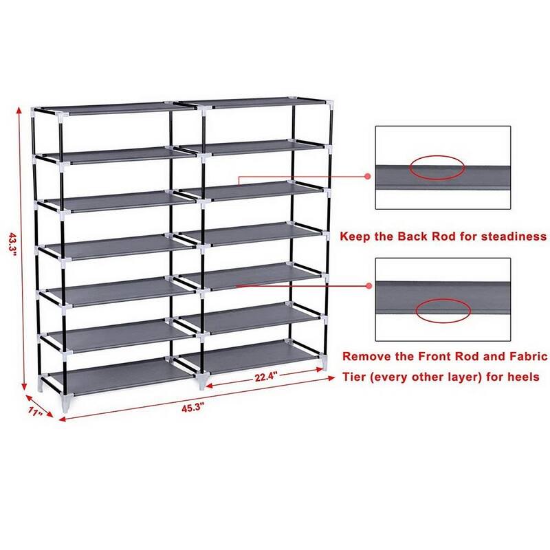 6 Tiers Portable Shoe Rack Closet Fabric Cover,Gray
