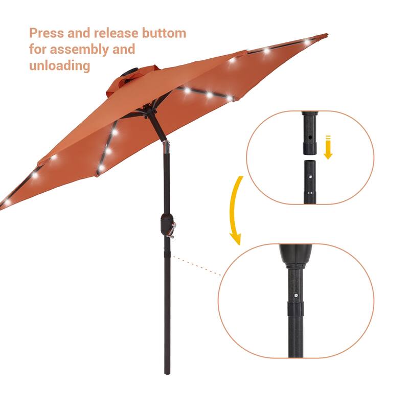LIVOOSUN Patio 7.5 Feet Market Solar LED Light Umbrella