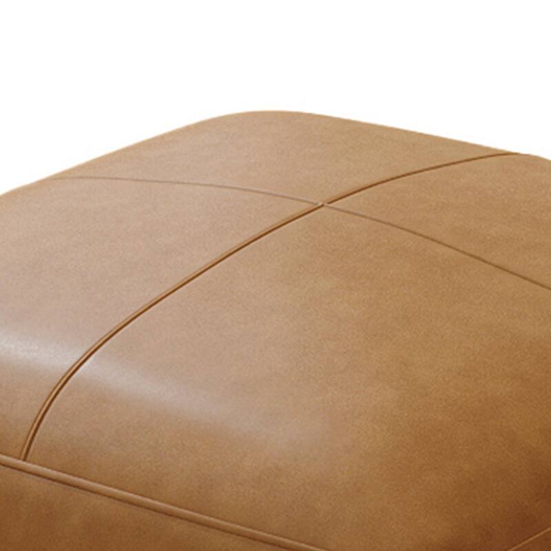 UIXE Genuine Leather Ottoman, Upholstered Ottoman for Living Room