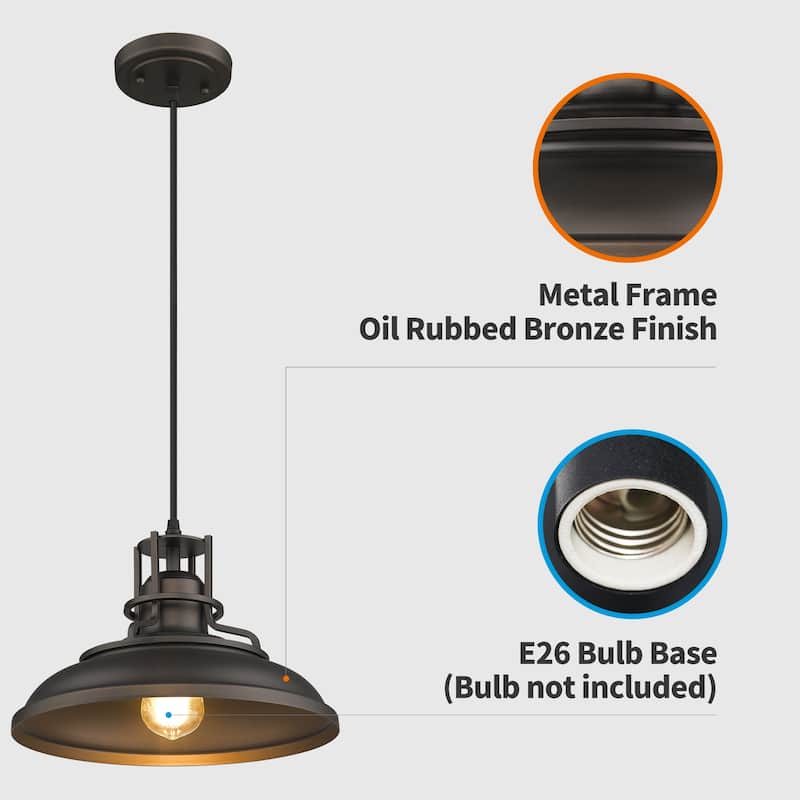 Farmhouse Vintage Barn Pendant Light Oil with Rubbed Bronze Finish