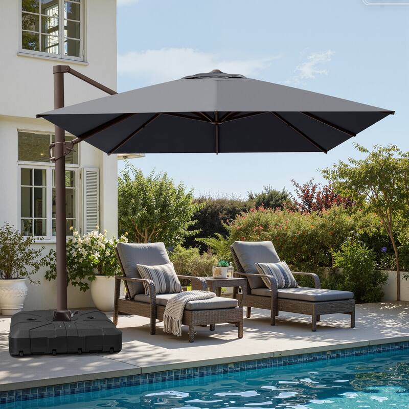 Outdoor 10 x 13 FT Shade Canopy Patio Cantilever Offset Umbrella with Base
