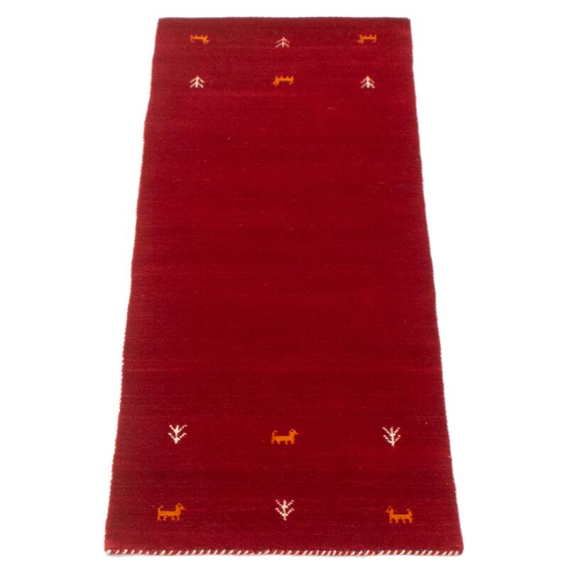 Kashkuli Gabbeh Red Rug 1'11" x 5'10" - 1'11 x 5'10