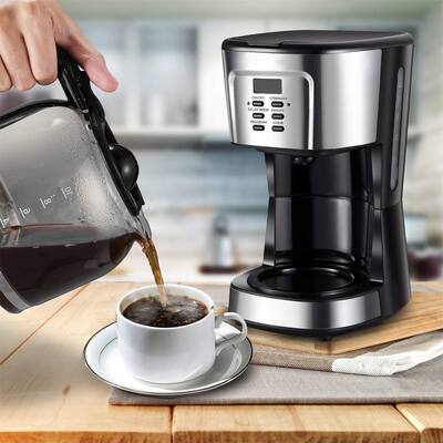 12-Cup Large Drip Coffee Machine With Reusable and Removable Coffee Filters