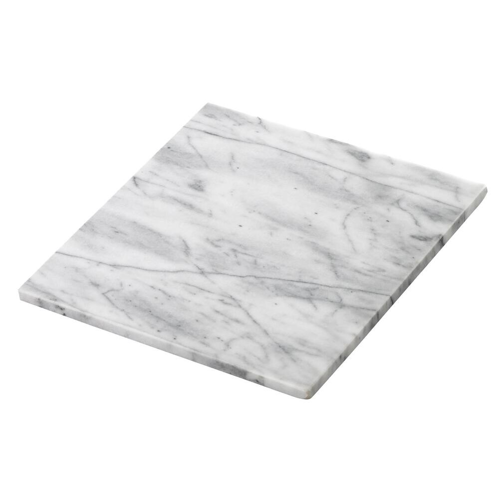 Creative Home Natural Marble 12" x 12" Square Cheese Board, Serving Platter, Baking Pastry Board, Off-White (pattern may vary)