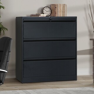 Merax lateral File Cabinet Two Drawer Locking Filing Cabinet 2 Drawers Metal Organizer Heavy Duty Hanging File Office Home Storage