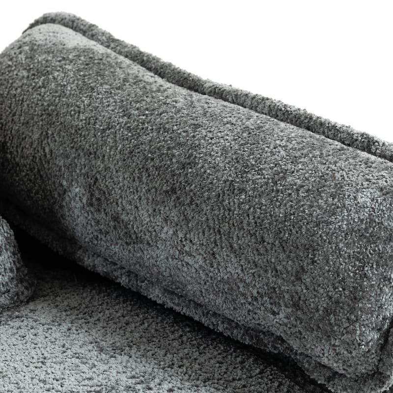 55" Oversized Single Sofa Chaise Lounge with Ottoman, Comfy Reading Chair Upholstered Sleeper Chair with Side Pockets