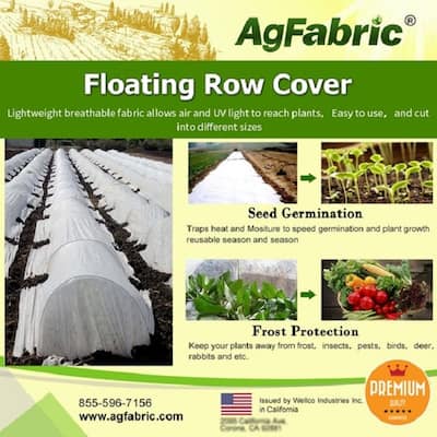 Agfabric 5x15ft Floating Row Cover Plant Protection,0.9oz,White