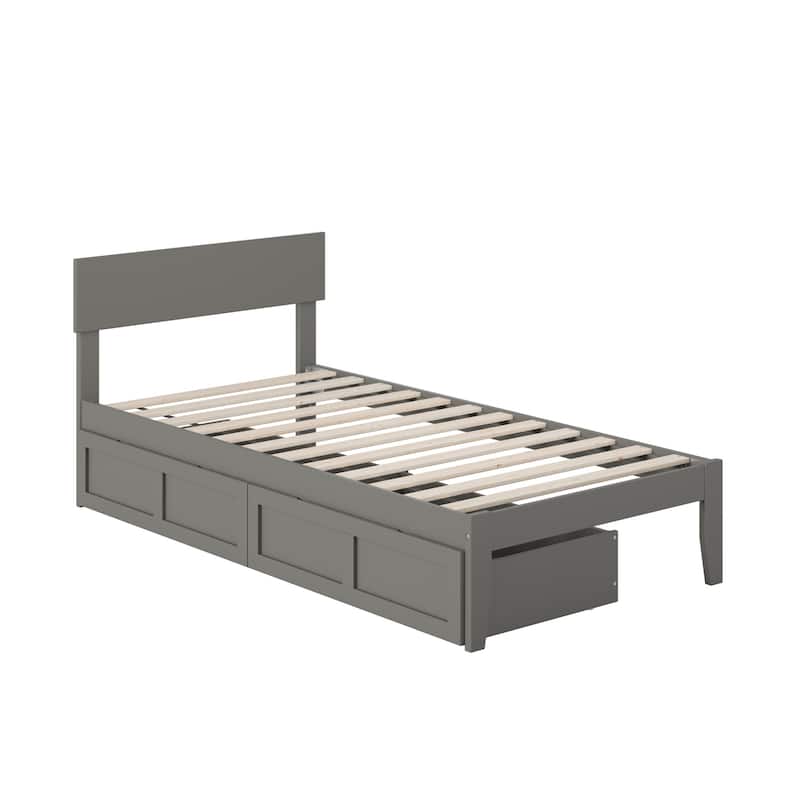 Twin Bed with Drawers - Coastal Cottage Style Grey Bedroom Furniture