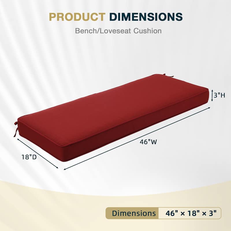 Aoodor Patio Furniture 46" x 18" x 3.1" Outdoor Bench Cushion