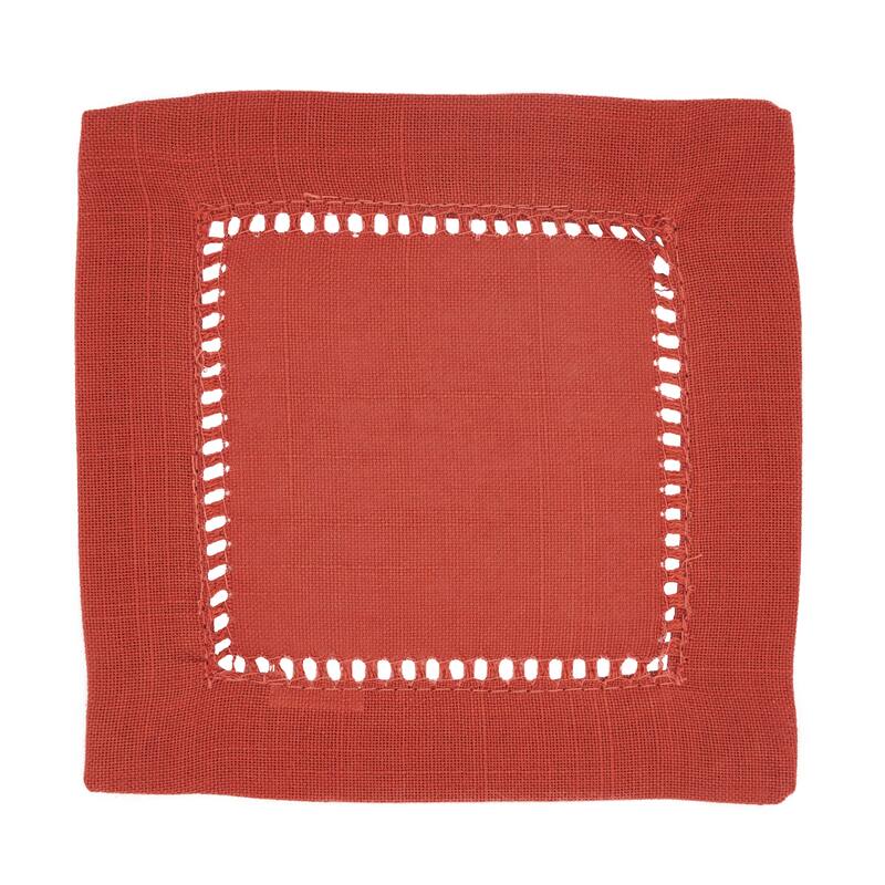 Hemstitched Border Design Dinner Napkins (Set of 12) - 6"x6" - Set of 12