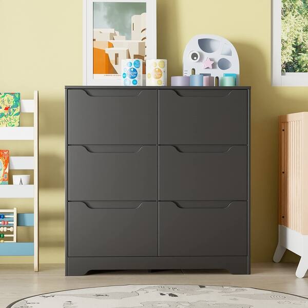 Dresser with 6 Drawers, Dresser with Cutout Handle, Dresser Drawer  Organizers for Kids Bedroom, Modern Dresser - Bed Bath & Beyond - 38190391