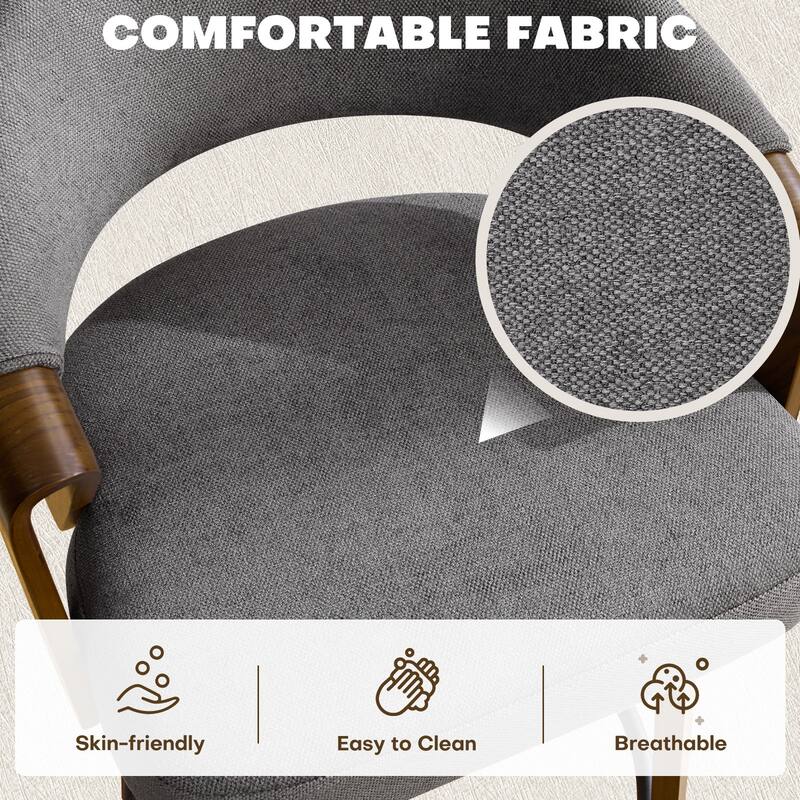 Mid-Century Upholstered Swivel Bar Stool/ Counter Stools with Curved Back - 37.5"H x 20.9"W x 19.9"D