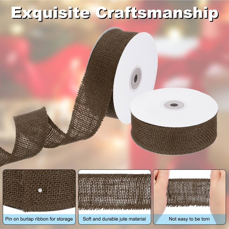 Burlap Fabric Ribbon 2pcs Jute Crafts Roll Wrapping