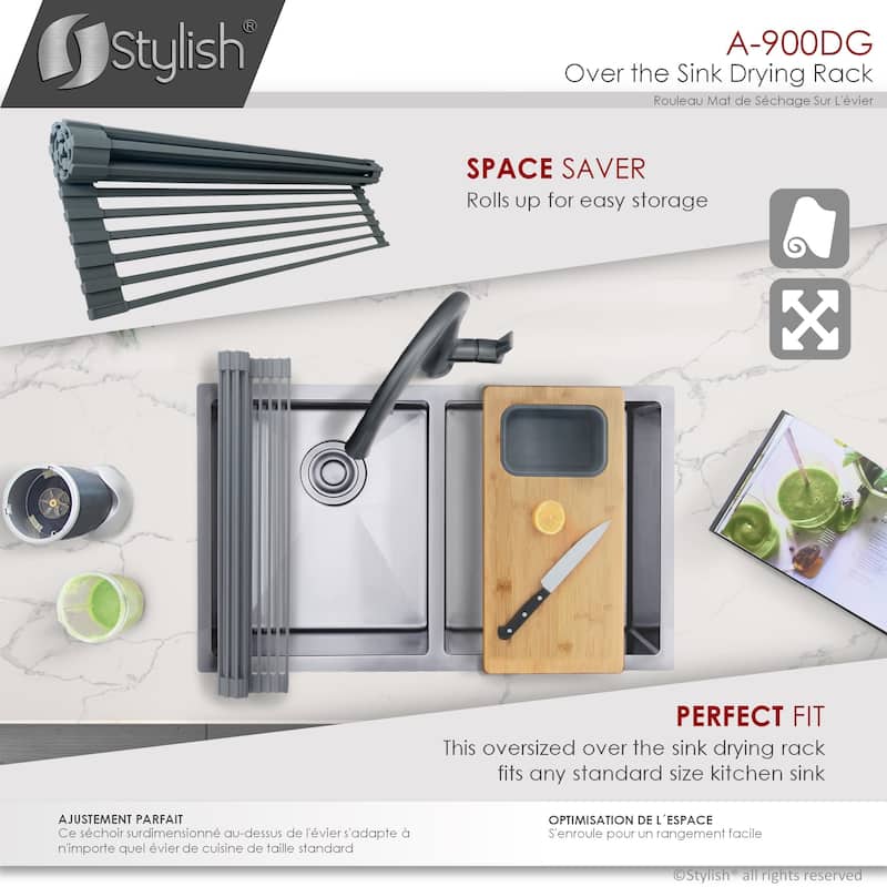 STYLISH Multipurpose Over Sink Roll-Up Dish Drying Rack