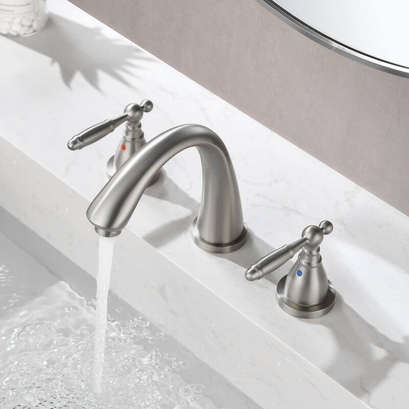 Widespread Bathroom Sink Faucet 3 Holes 8 Inch Bathroom Faucets Two Handle Modern Elegent Lavatory Basin Vanity Taps With Valve