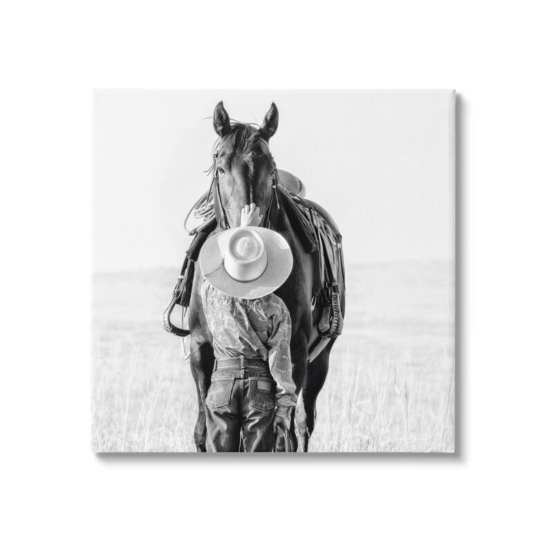 Stupell Cowboy Petting Horse Canvas Wall Art Design by PBurchettePhoto - 24 x 24