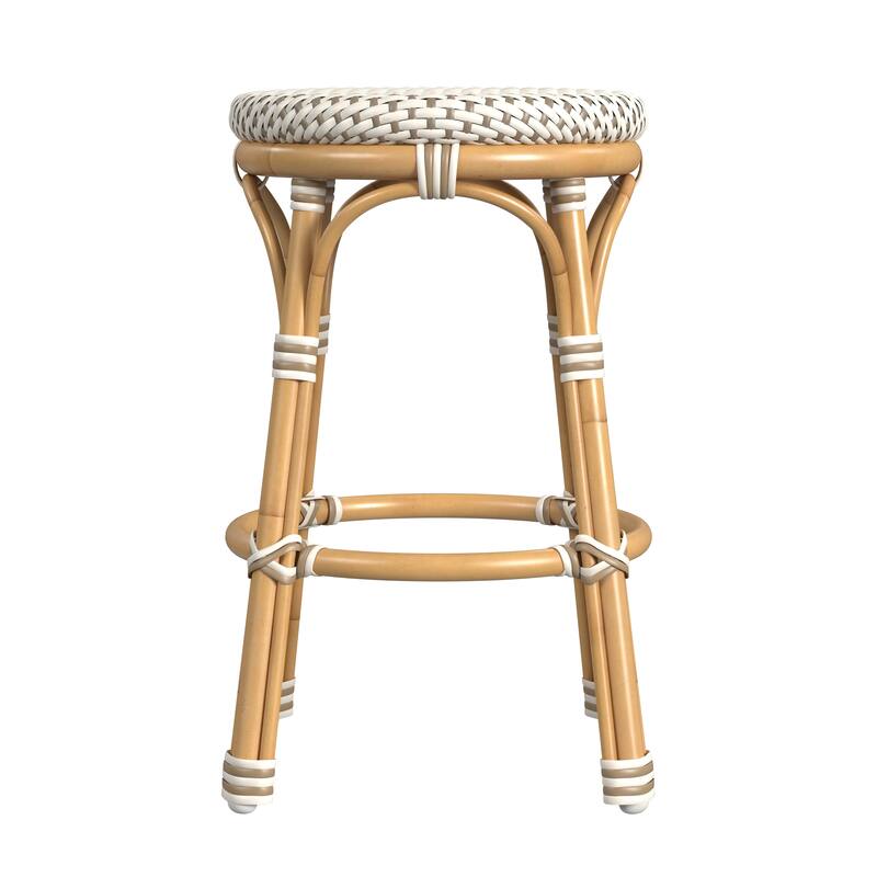 Tobias Outdoor Rattan and Metal Counter Stool