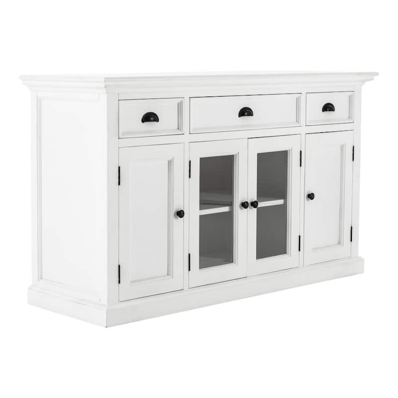 White Accent Cabinet with Glass Doors - 33.46" x 57.09" x 19.69"