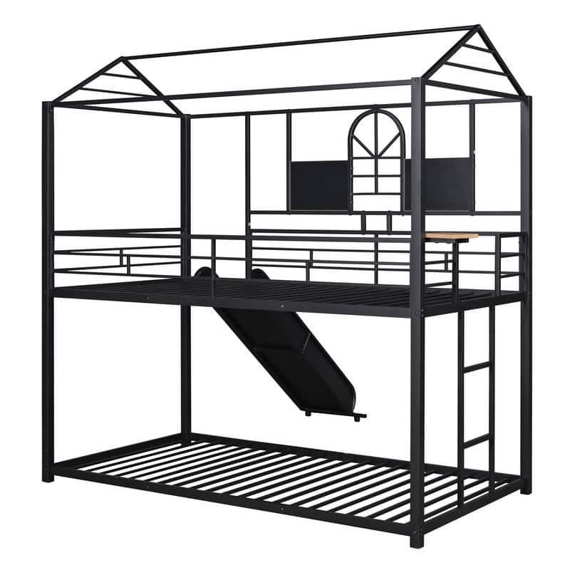 Twin Over Twin Metal Bunk Bed ,House Bed With Slide