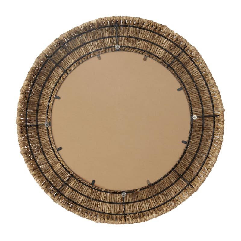 Rattan Coiled Weaved Frame Room Wall Mirror - Brown - Roche River Decor