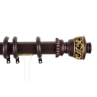 Lattice Decorative Traverse Rod With Rings 66in 120in Mahogany - 82 x 4 ...