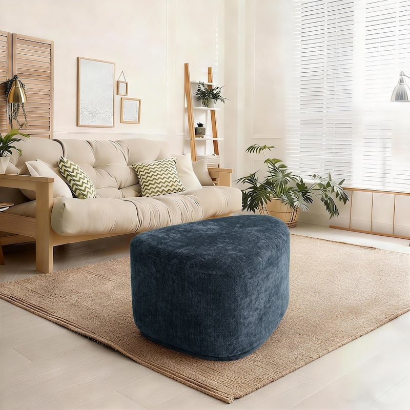 Modern Triangular Upholstered Accent Ottoman - Small - Navy/S