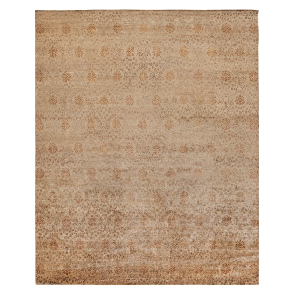 EXQUISITE RUGS ONE-OF-A-KIND Metro Collection Hand Knotted Tan Rug - 12'x15'