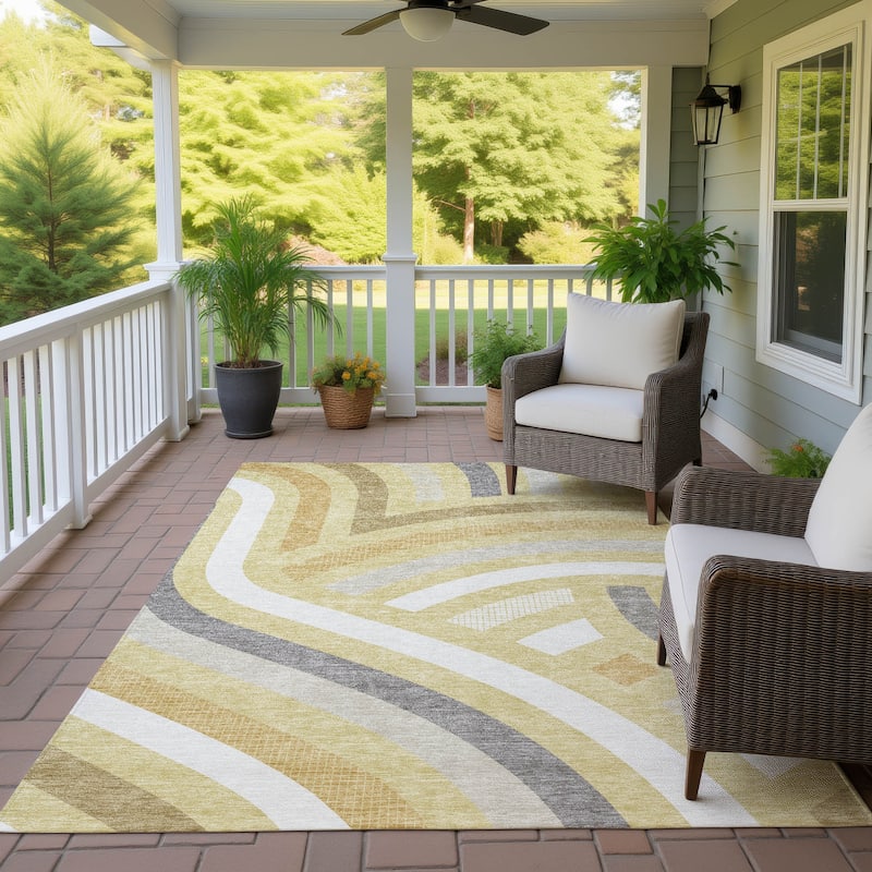 Machine Washable Indoor/ Outdoor Modern Jalen Chantille Rug - Wheat - 5' x 7'6"