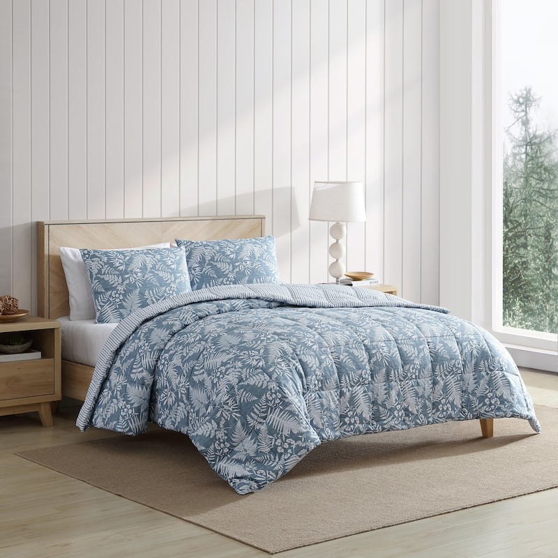 Eddie Bauer Fern Garden Blue Reversible Comforter Set