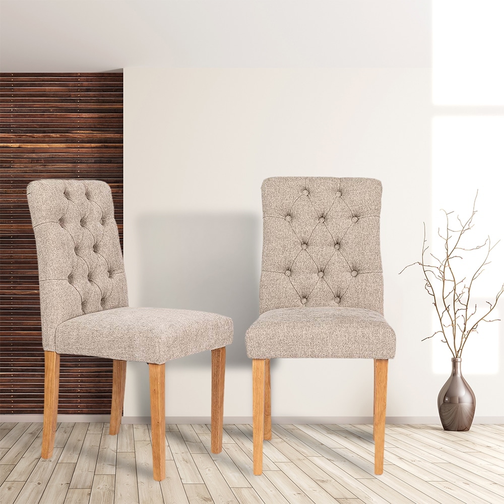 Upholstered button back dining chairs deals