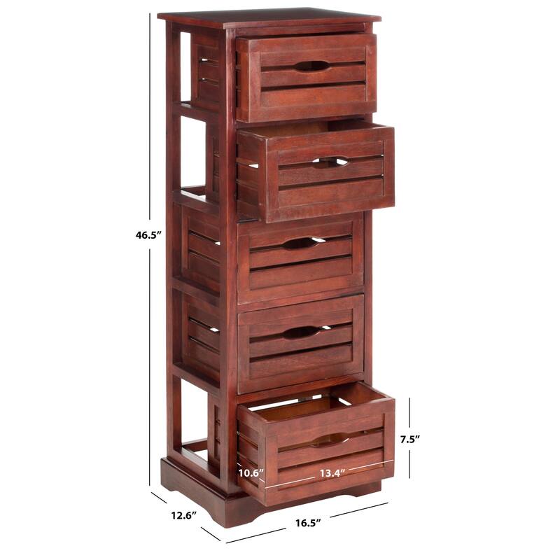 SAFAVIEH Sarina Cherry Storage 5-Drawer Cabinet - 16.5" x 12.6" x 46.5"