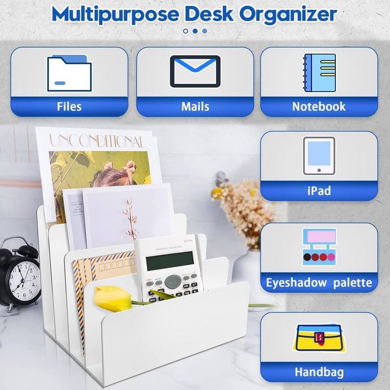 4 Section Acrylic File Organizer for Desk