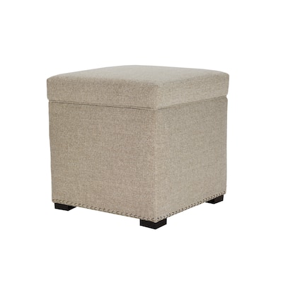 TAMI Nova Camel Square Upholstered Nail Trimmed Storage Ottoman
