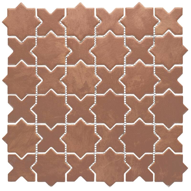 Merola Tile Sentier des cotto 2" Star Cross 11-7/8" x 11-7/8" Porcelain Mosaic Floor and Wall Tile