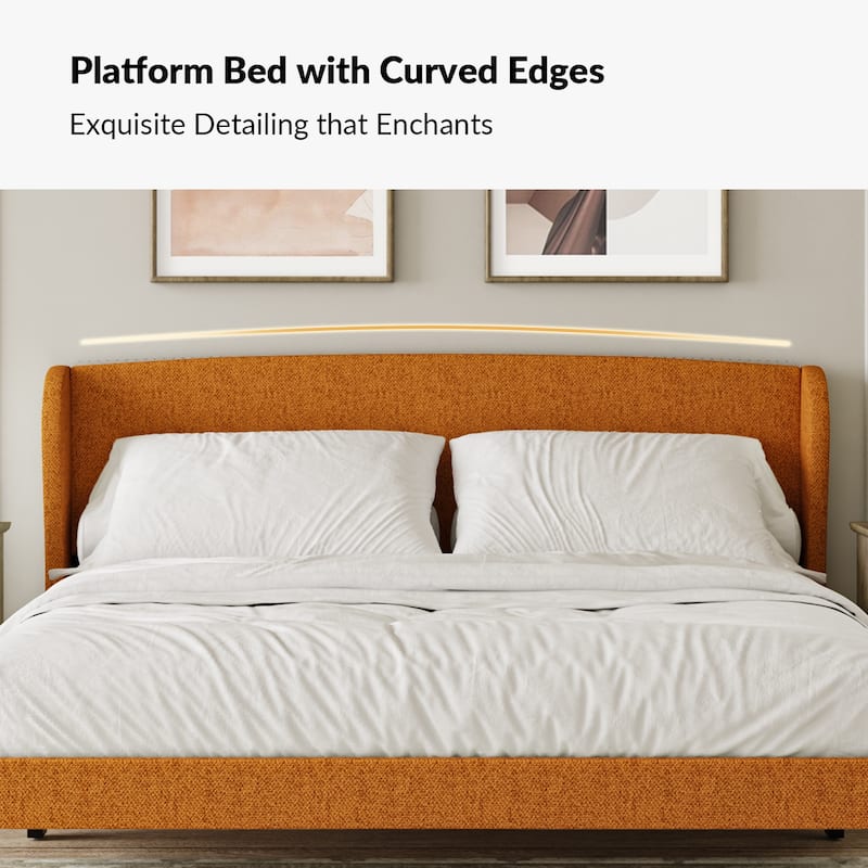 Gerald Upholstered Traditional Wingback Platform Bed By HULALA HOME