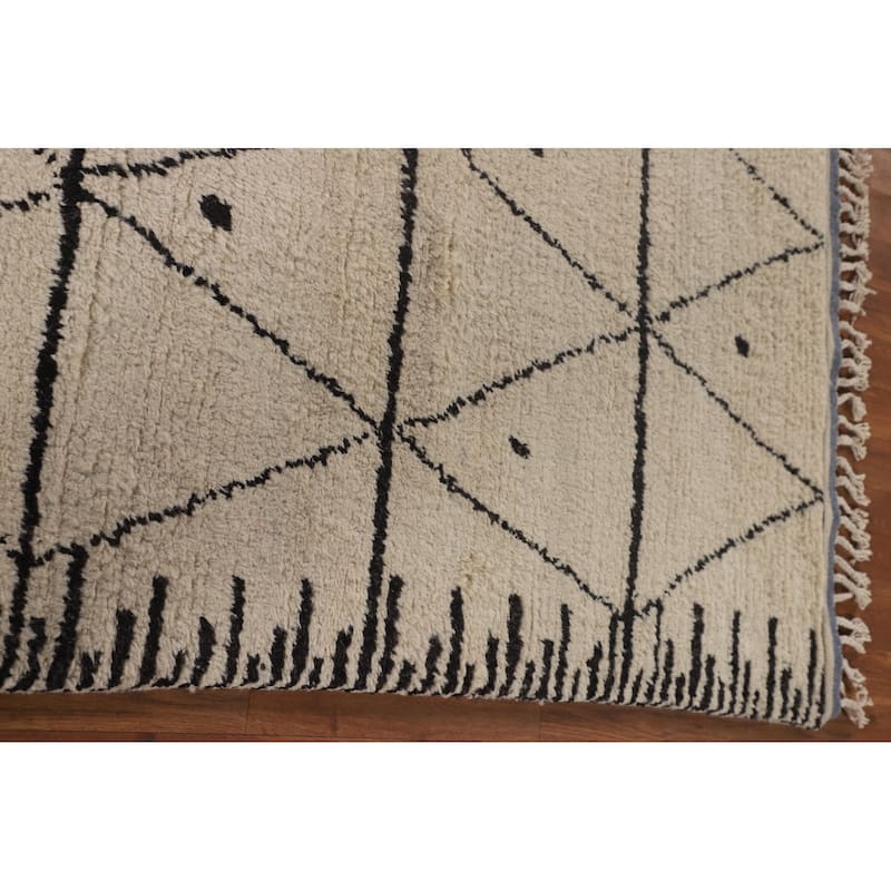 Trellis Moroccan Style Area Rug Hand-Knotted Wool Carpet - 7'10" x 10'3"