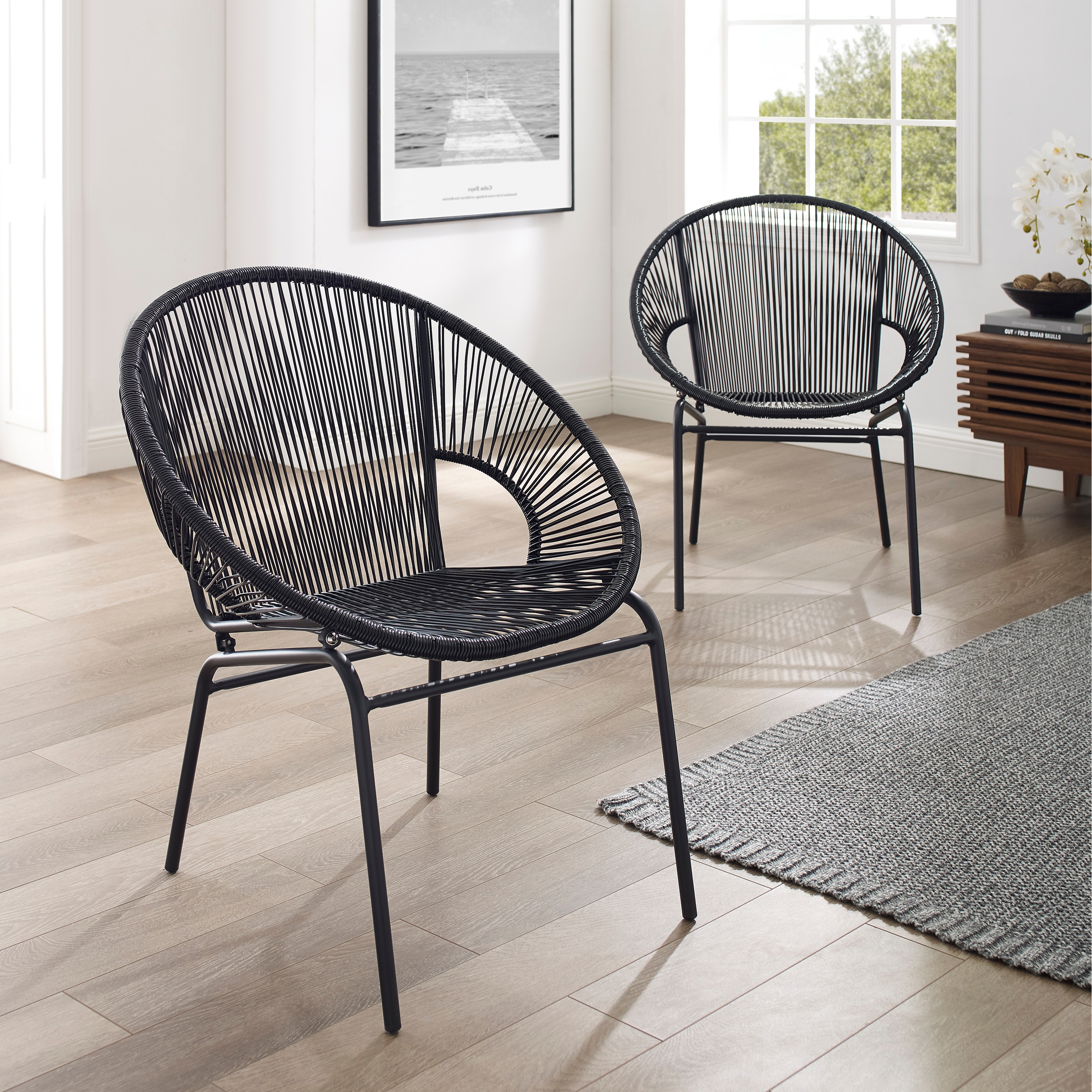 Corvus sarcelles woven wicker patio chairs deals