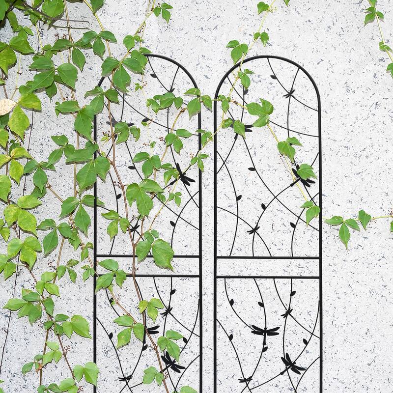4 Pack Metal Garden Trellis 86.7" x 19.7" Rustproof Trellis for Climbing Plants Outdoor Flower Support Dragonfly Deco