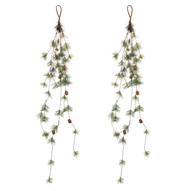 Pine Cone Twig Garland (Set of 2) - Green
