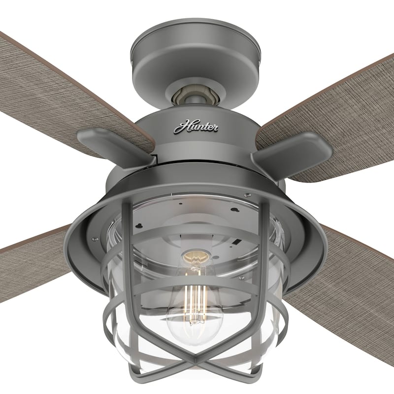 Hunter 52" Port Royale Outdoor Ceiling Fan with LED Light Kit and Handheld Remote, Damp Rated