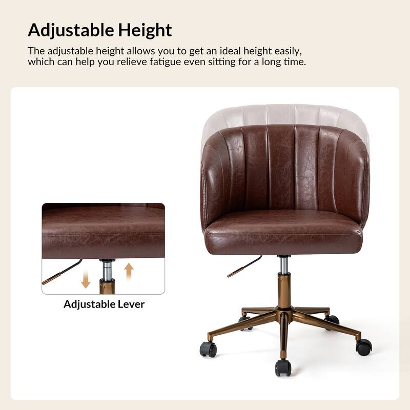 Gia Mid-century Modern Vegan Leather Ergonomic Office Chair by HULALA HOME