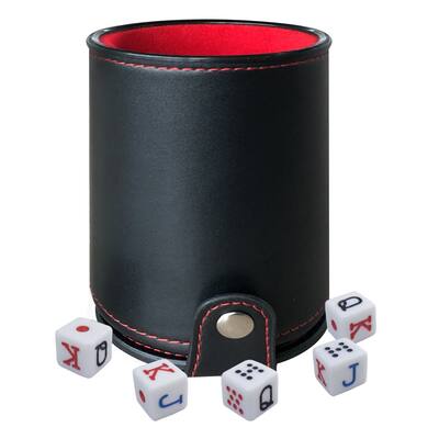 Bene Casa lined, professional dice cup with set of 5 poker dice, Cubilete poker set - Multi