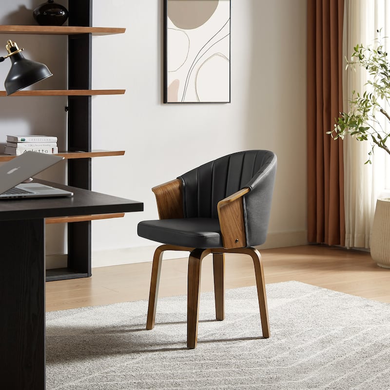 Art Leon Bentwood and PU Swivel Dining Chairs (Set of 2)