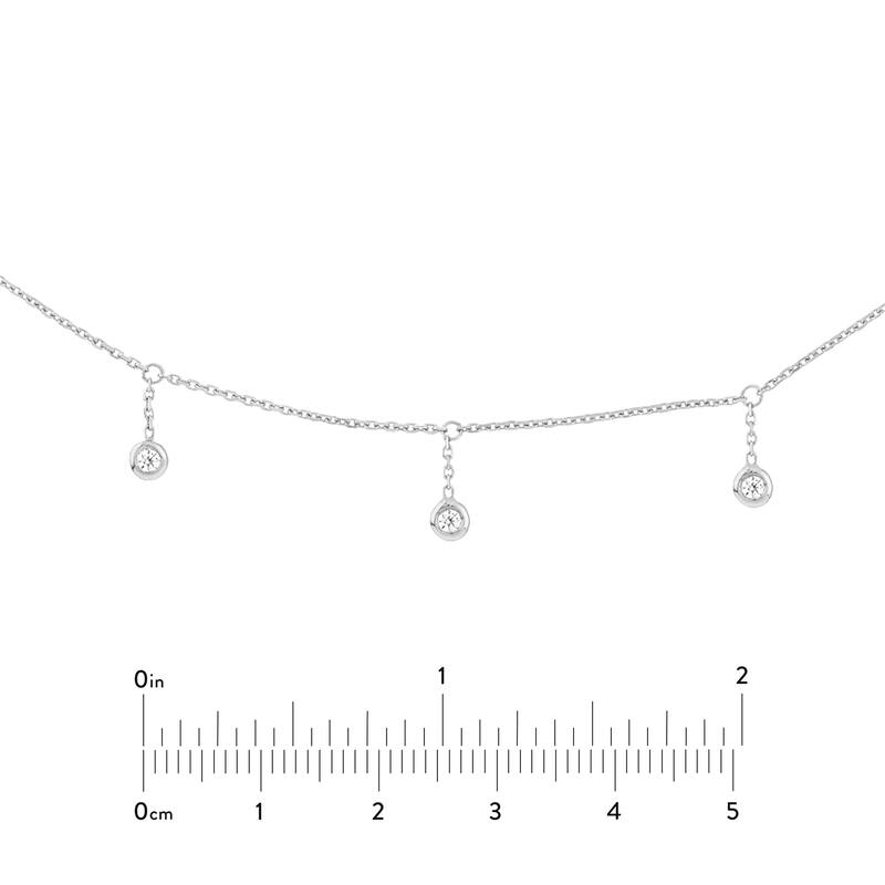 Marquee Jewels 14K Solid White Gold 1/6 CTW Diamond Bezel Drop Necklace