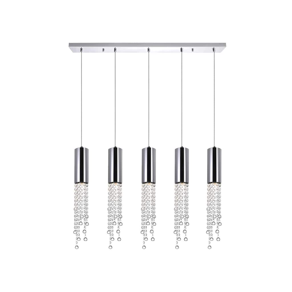 Extended 5 Light 40in Chrome Multi Light Pendant