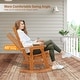 preview thumbnail 3 of 7, Wooden Rocking Chair Teak Color Fir Wood Vertical Backrest