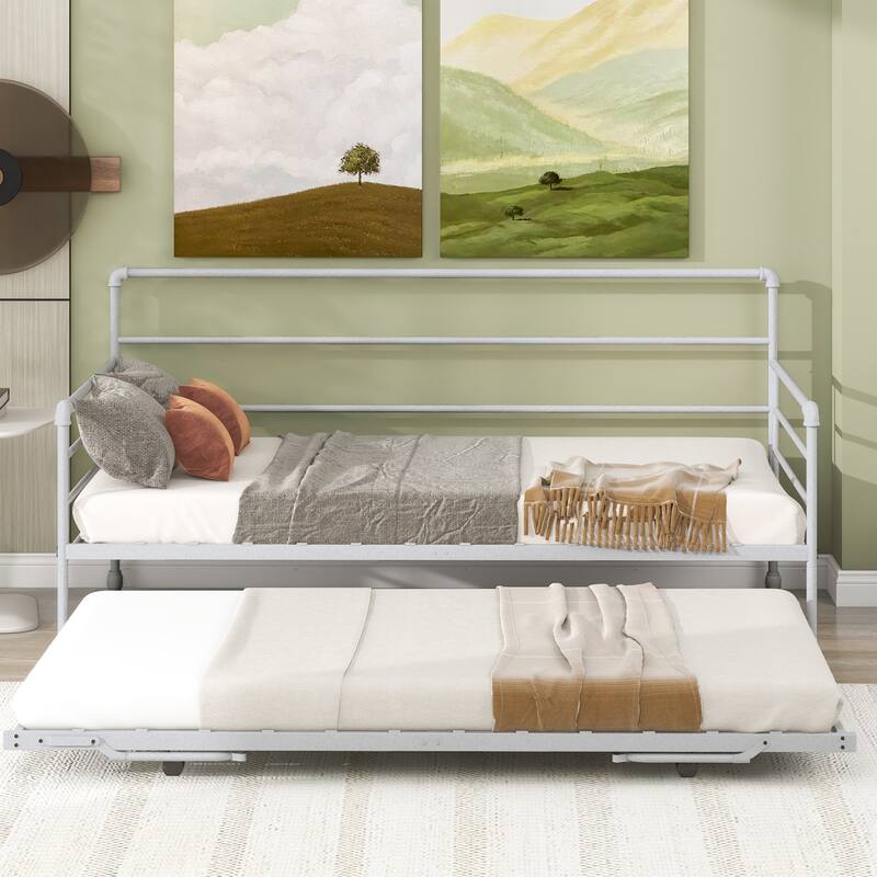 Twin Daybed with Trundle,Day Bed with Trundle Bed Twin,Pop Up Trundle Bed