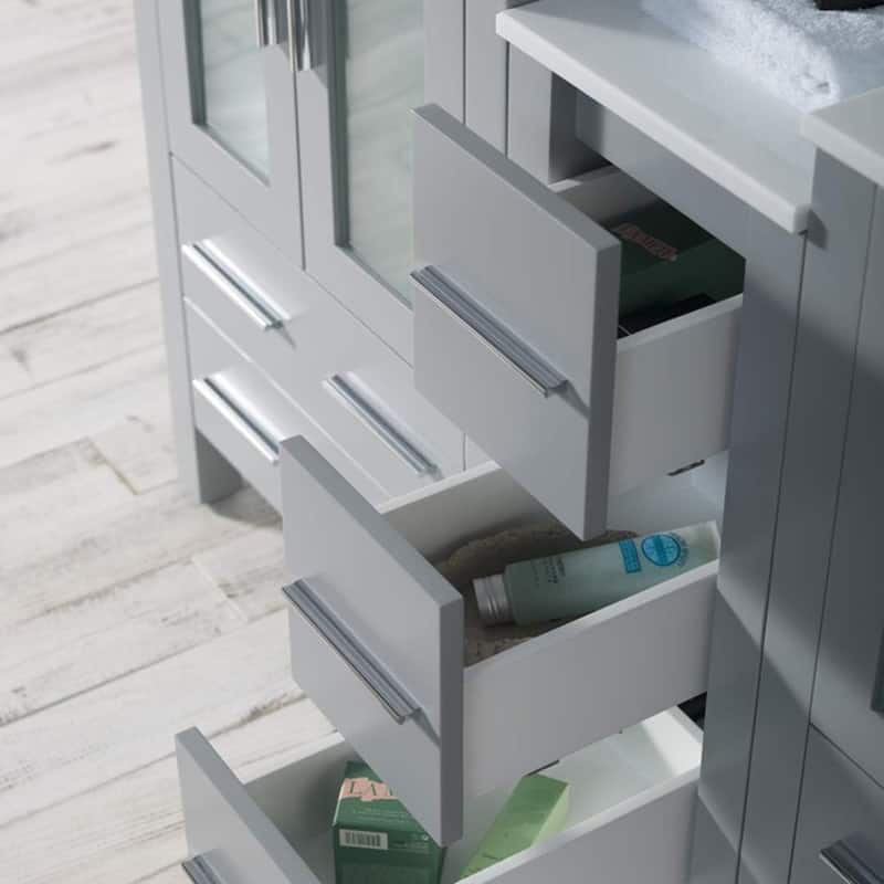 Blossom Sydney 60 Inch Double Sink Vanity with Side Cabinet & Mirrors