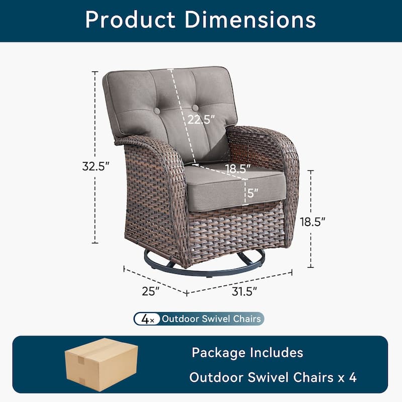 4 Pieces Pocassy Swivel Chair with Soft Cushion